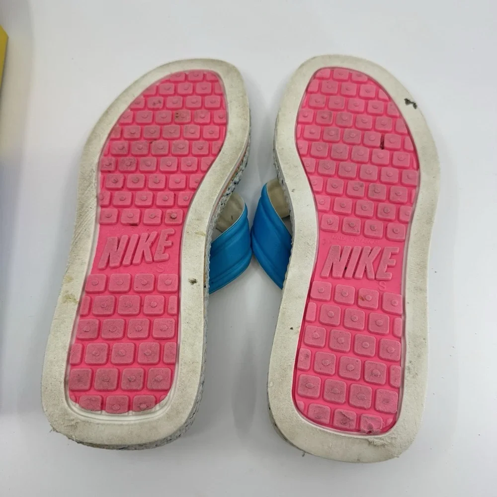 Vintage Nike Waffle Sandal Women's Flip Flops Size 8 Hot Pink, Teal & White RARE
